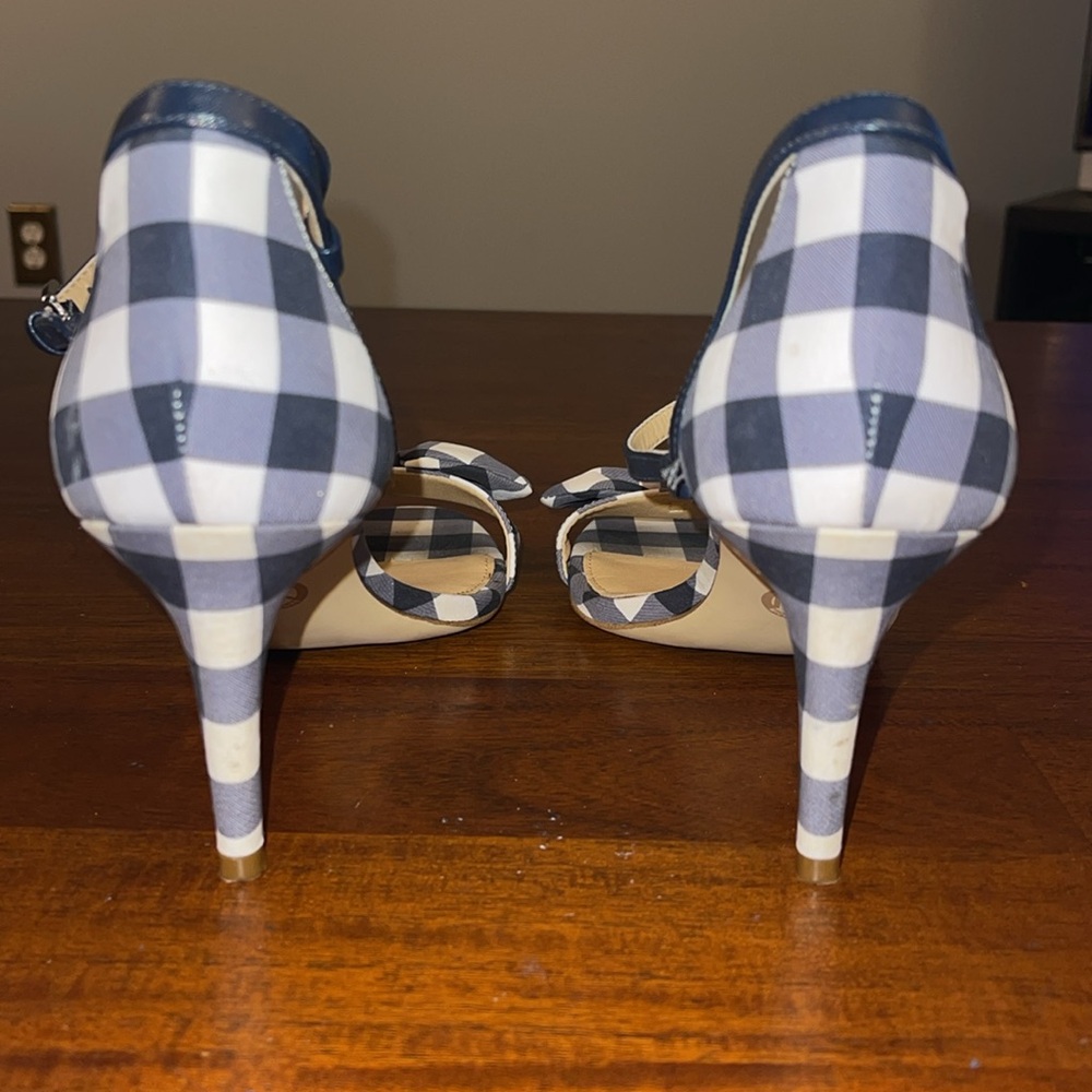 Michael Michael Kors Womens Pippa Leather Open Toe heels. Size 8.5M. Checkered - Picture 10 of 15